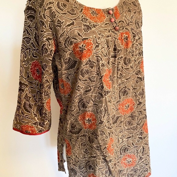 BOHO BOUTIQUE TUNIC FLORAL 3/4 SLEEVE BLOUSE - Picture 2 of 5